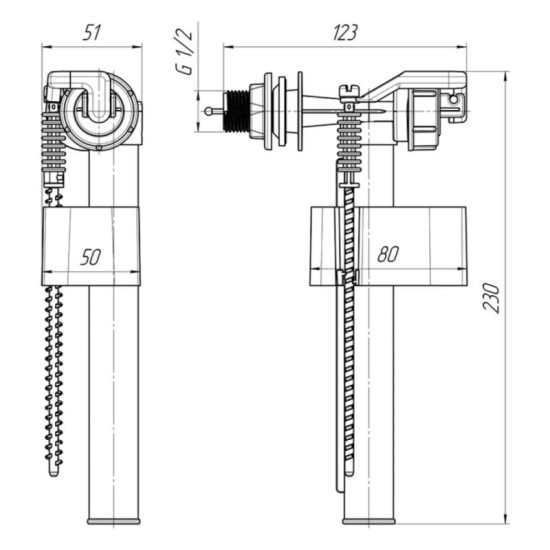 Арматура ANIplast клапан бокової подачі 1/2" WC5050EU