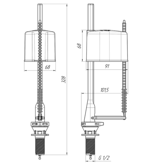 Наливний клапан для бачка унітазу ANIplast з нижнім підведенням 1/2" WC5550