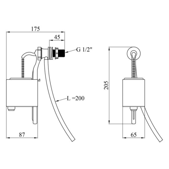 Наливной клапан для бачка унитаза Kroner KRP - SV54 с боковым подводом 1/2"