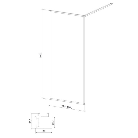 Душевая перегородка Cersanit Walk-in Larga 100х200 S932-136