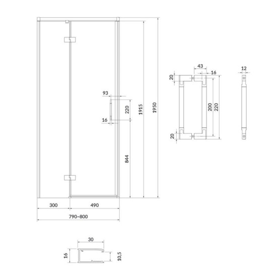 Душові двері Cersanit Larga 80х195 L S932-119