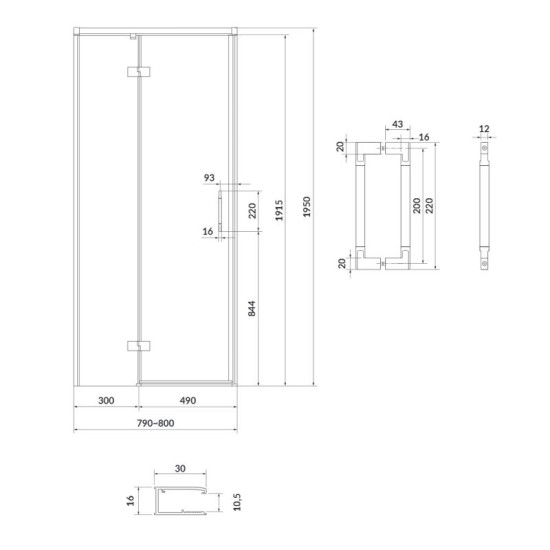 Душевые двери Cersanit Larga 80х195 L S932-127 черный