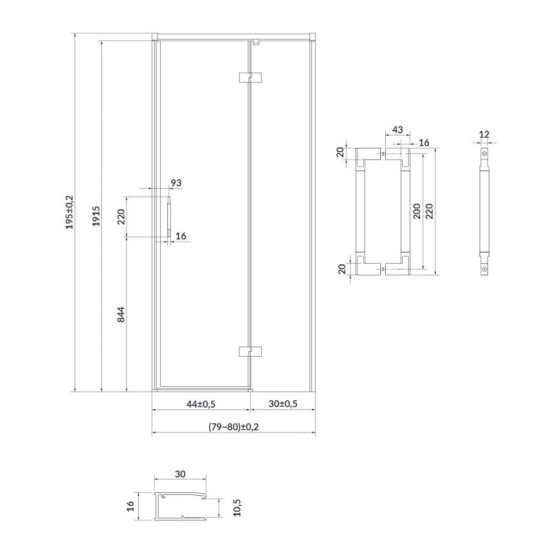 Душевые двери Cersanit Larga 80х195 К S932-123 черный