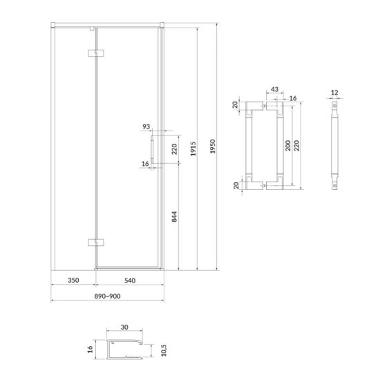 Душові двері Cersanit Larga 90х195 L S932-120