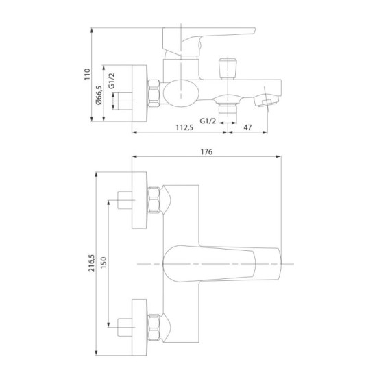 Смеситель для ванны Cersanit MODUO S951-559 черный