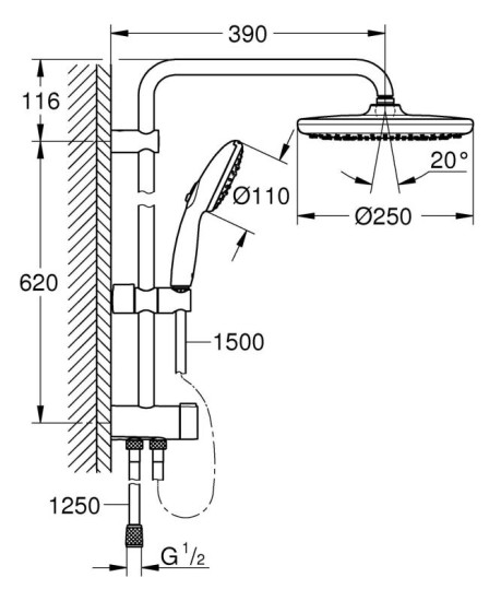 Душевая система Grohe Tempesta System 250 (269802431) черный