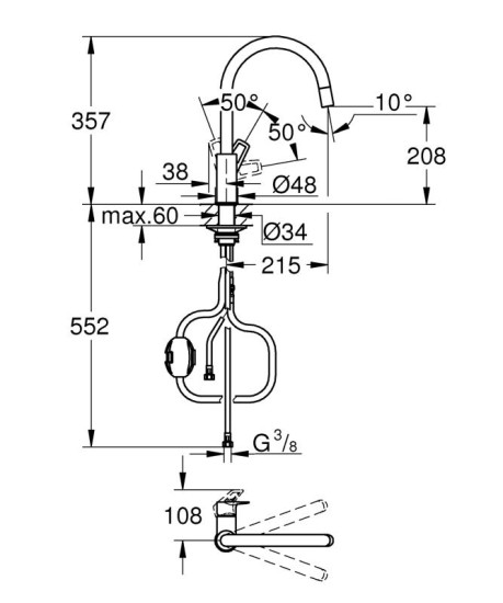 Кухонный смеситель Grohe BauEdge New (30543000)