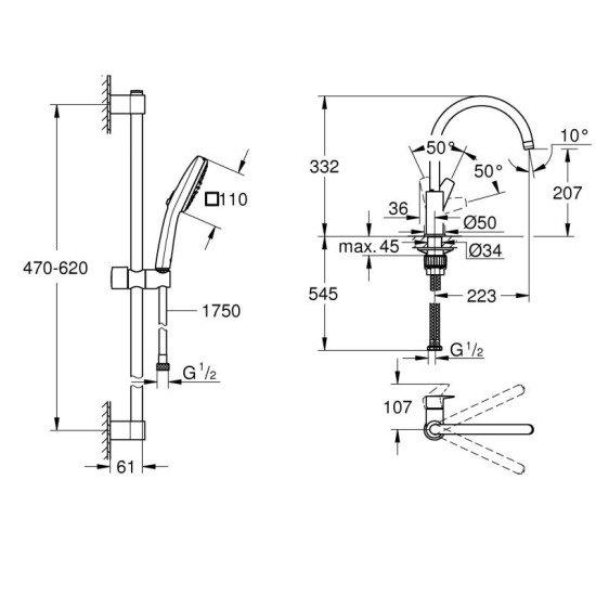 Набір змішувачів Grohe Bau Edge UA123218K1
