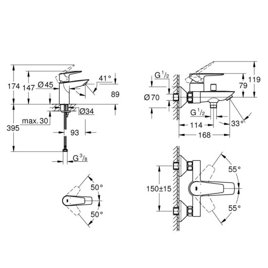 Набір змішувачів Grohe Bau Edge UA123218K1