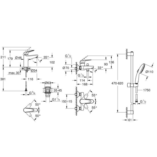 Набор смесителей Grohe Euroeco UA123226M0