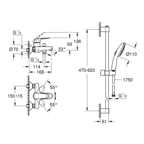 Набір змішувачів Grohe Euroeco UA123242MK