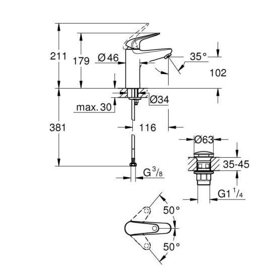 Набір змішувачів Grohe Euroeco UA123242MK