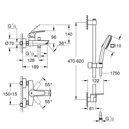 Набор смесителей Grohe Eurosmart (UA123238S3)