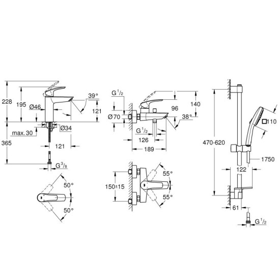 Набор смесителей Grohe Eurosmart (UA123246M3)