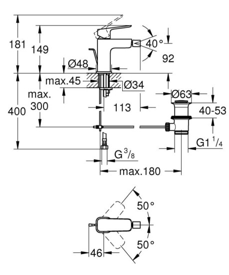 Змішувач для біде Grohe Cubeo (1018100000)