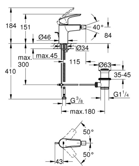Змішувач для біде Grohe Eurosmart S-Size (329292433) чорний