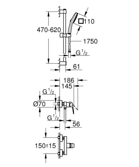 Смеситель для душа Grohe Cubeo (1018252430) черный