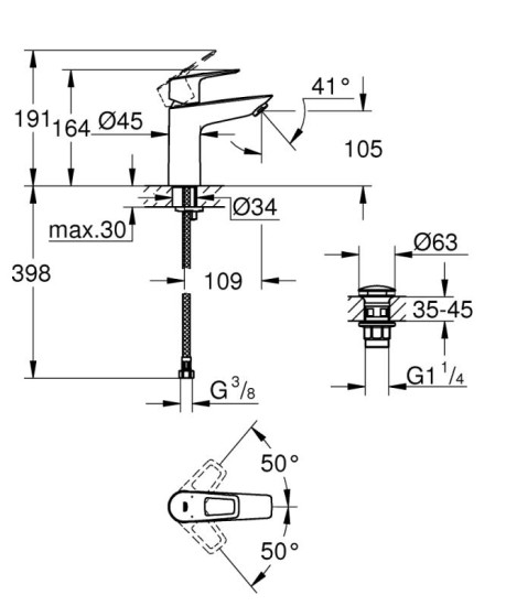 Смеситель для раковины Grohe BauLoop New M-Size (23886001)