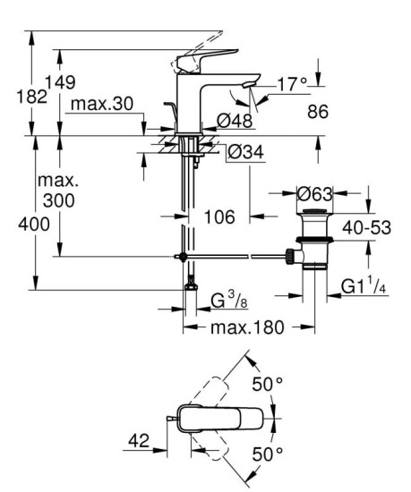 Змішувач для раковини Grohe Cubeo S (1016942430) чорний