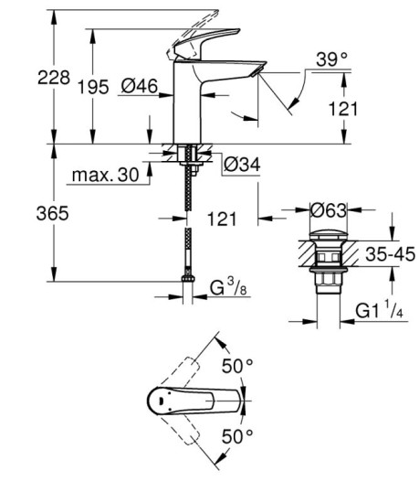 Смеситель для раковины Grohe Eurosmart New M-Size (23923003)