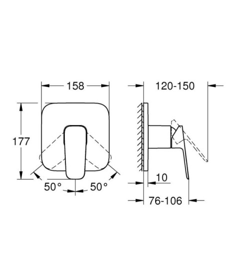 Смеситель скрытого монтажа для душа Grohe Cubeo (1017772430) черный