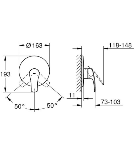 Смеситель скрытого монтажа для душа Grohe Eurosmart (194512433) черный