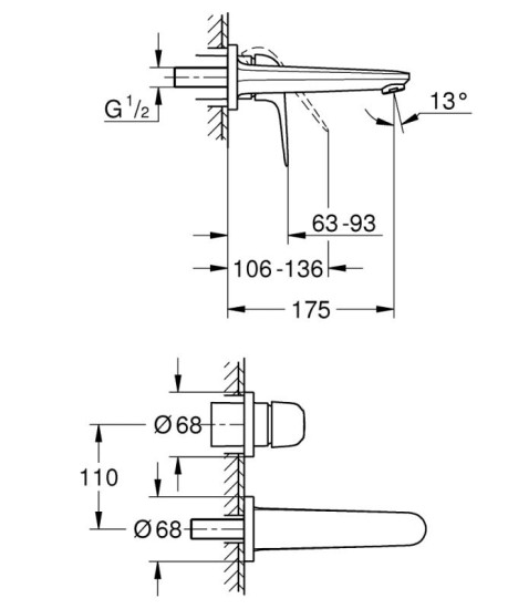 Змішувач прихованого монтажу для раковини Grohe EuroEco 24274001