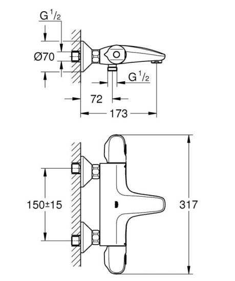 Смеситель термостатический для ванны Grohe Grohtherm 1000 (348162433) черный