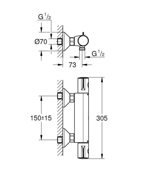 Змішувач термостатичний для душу Grohe Grohtherm 800 (1022022430) чорний