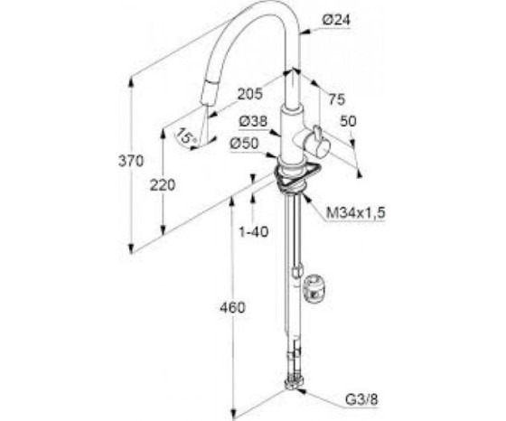 Кухонный смеситель Kludi BI.STAR XS DN 15 (468513978) черный матовый