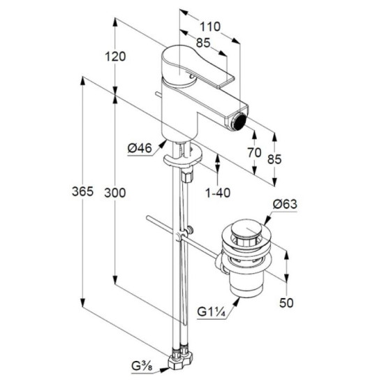 Смеситель для биде Kludi ZENTA SL DN 15 (485300565)