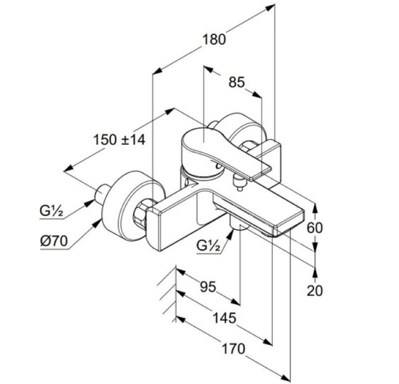 Смеситель для ванны Kludi ZENTA SL DN 15 (486703965) черный матовый