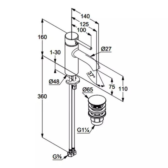 Смеситель для раковины Kludi BOZZ 75 DN 15 (382665376) белый