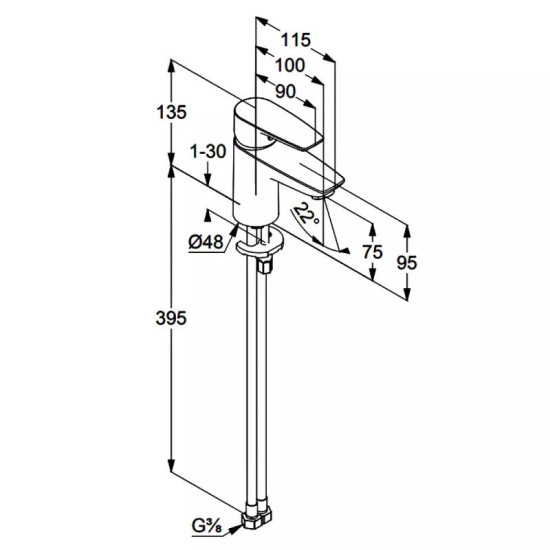 Смеситель для раковины Kludi PURE&SOLID 75 DN 15 (340280575)