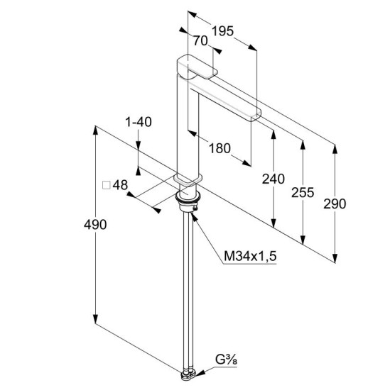 Змішувач для раковини Kludi RENON 240 mm (422983975) чорний матовий