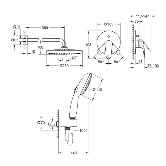 Душевая система скрытого монтажа Grohe Euroeco (UA2939200L)