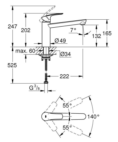 Кухонний змішувач Grohe Eurosmart (304632430) чорний