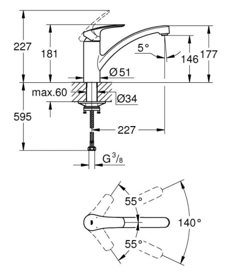 Кухонний змішувач Grohe Eurosmart (332812433) чорний