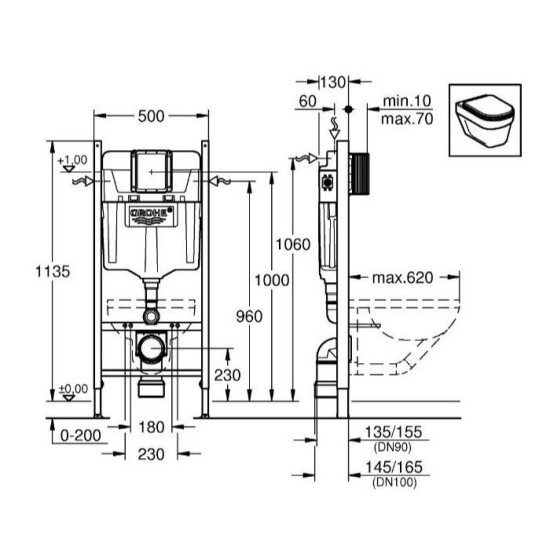 Інсталяція для унітазу Grohe Rapid SL 2в1 (UA388400WG)