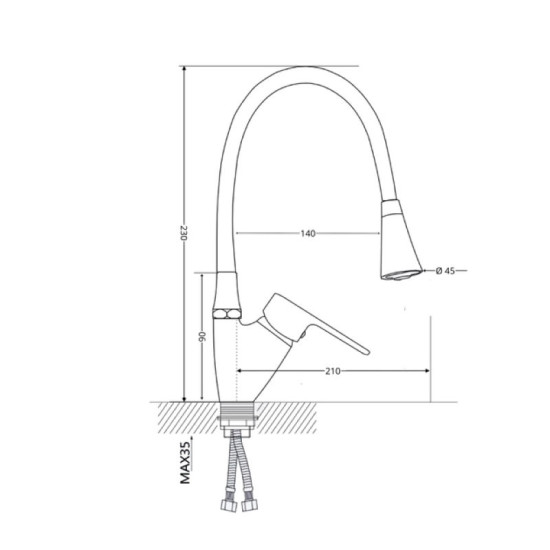Кухонний змішувач Lidz Tani 007F3 LDTAN007F3GCR31869 Grey / Chrome