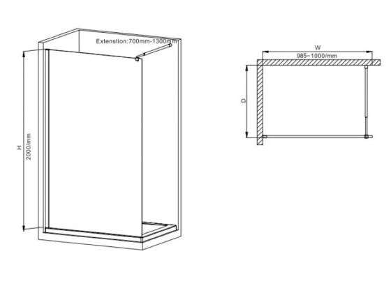 Душевая перегородка Mixxus Premium FLAT SP01-100x200-TR Chrome Walk-In (MI6851)