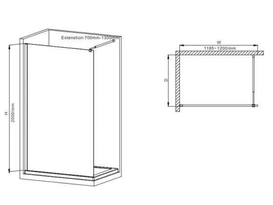 Душевая перегородка Mixxus Premium FLAT SP01-120x200-TR Chrome Walk-In (MI6852)