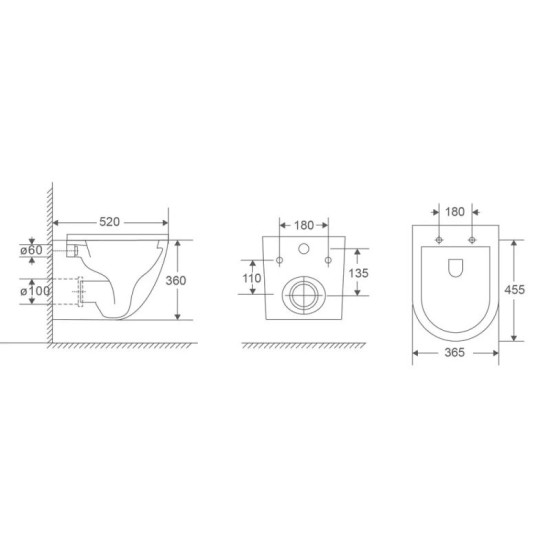 Унитаз подвесной Mixxus Premium Ellipse-0303-T3 Black 520х365х360 Tornado 3.0 (MP6591)