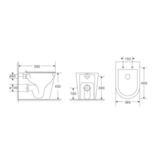Унітаз приставний Mixxus Premium Bevel-0701-T1 580х365х430 Tornado 1.0 (MP6597)