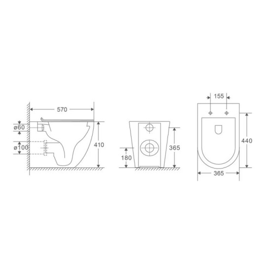 Унітаз приставний Mixxus Premium Ellipse-0701-T1 570х365х410 Tornado 1.0 (MP6593)