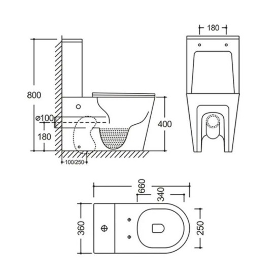 Унитаз-компакт Mixxus Bevel-0404-T3 660х360х800 Tornado 3.0 (MI6726)