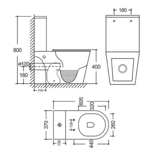 Унитаз-компакт Mixxus Bevel-0405-R 605х370х800 Rimless (MI6728)