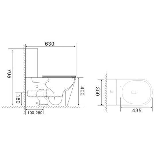 Унітаз-компакт Mixxus Bevel-0407-T1 630х350х795 Tornado 1.0 (MI6690)
