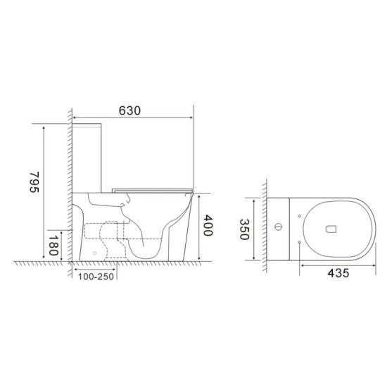 Унитаз-компакт Mixxus Wave-0405-R 630х350х795 Rimless (MI6694)