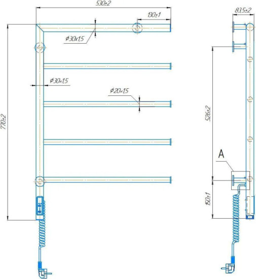 Рушникосушарка Mario Romeo-І 770х530/80 ТR (2.3.8501.10.P) лівий